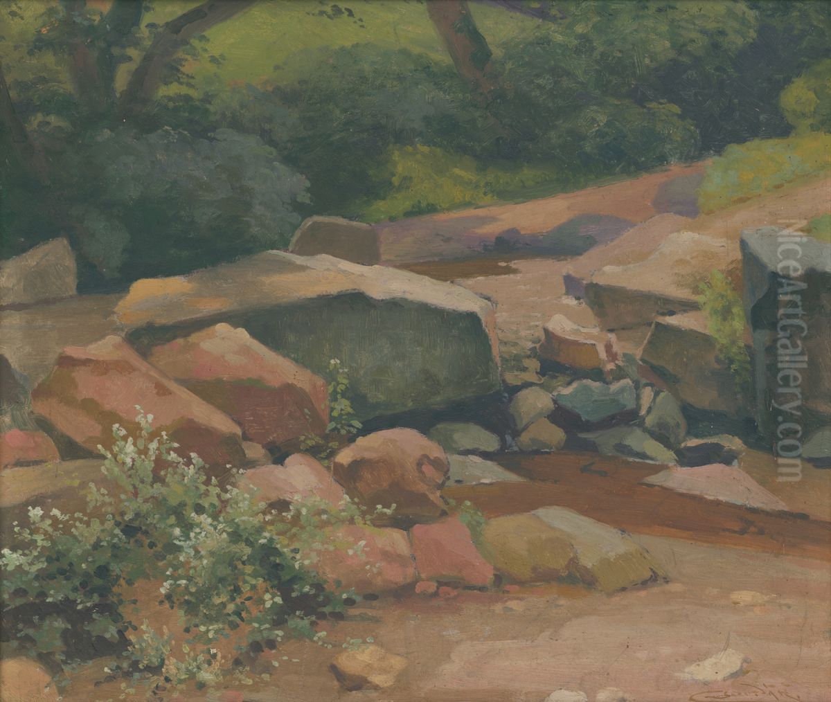 Skaly Oil Painting by Lajos Csordak