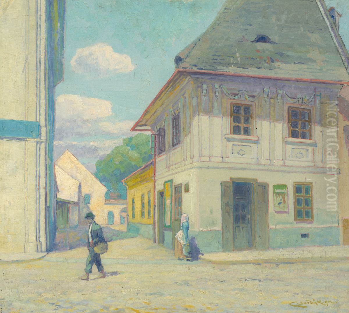 Dom na Masiarskej ulici v Kosiciach Oil Painting by Lajos Csordak