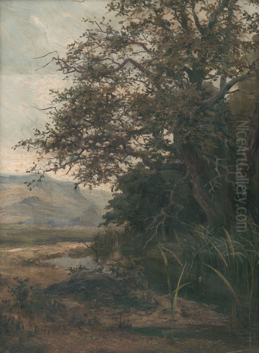 Pri potoku Oil Painting by Lajos Csordak