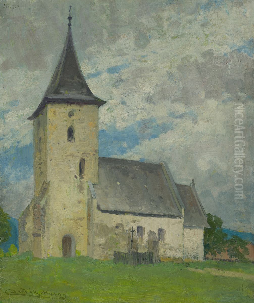 Kostolik v Kysaku Oil Painting by Lajos Csordak