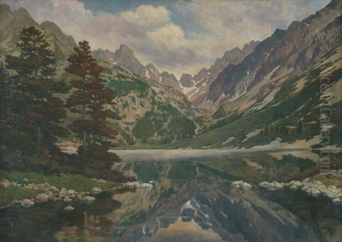 Popradske pleso Oil Painting by Vilmos Forberger