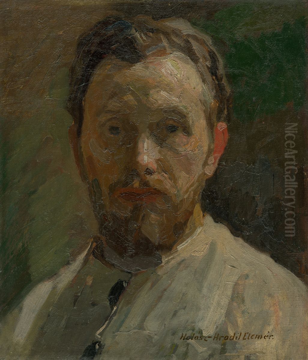 Vlastna podobizen Oil Painting by Elemir Halasz-Hradil
