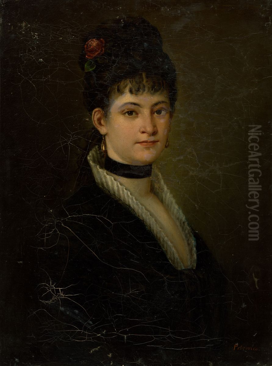 Zenska podobizen Oil Painting by Julius Petrovics