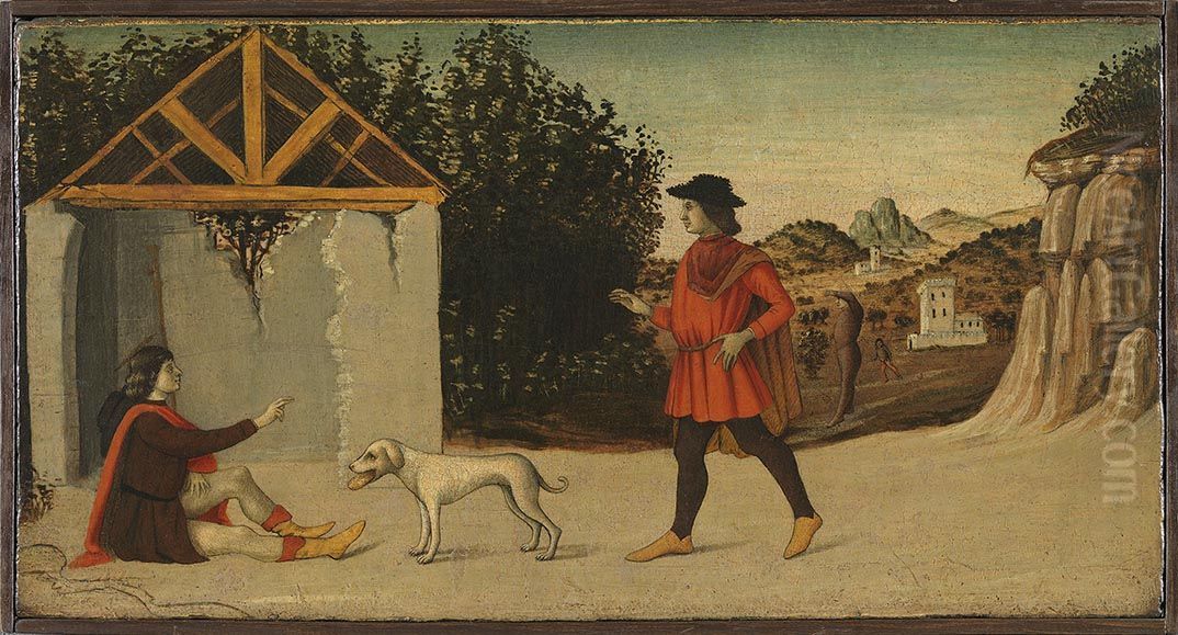 Meering between Saint Rochus an Gothardus Oil Painting by Bartolomeo Della Gatta