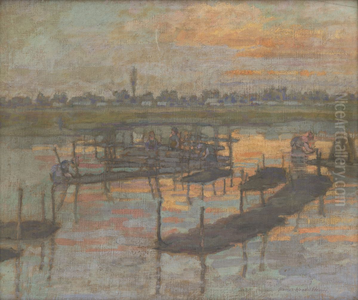 Macanie konopi Oil Painting by Elemir Halasz-Hradil