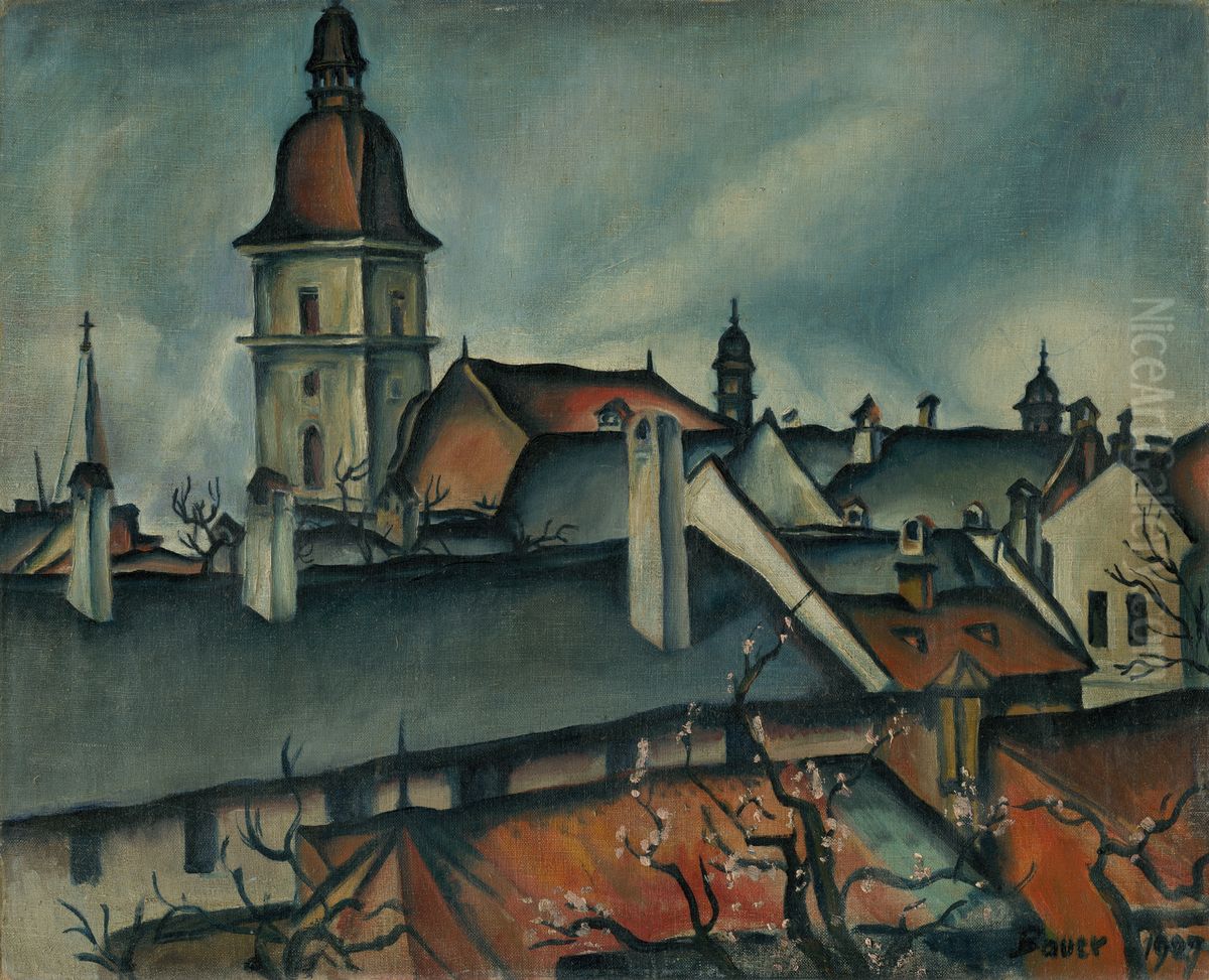 Pohlad na Kosice Oil Painting by Konstantin Bauer