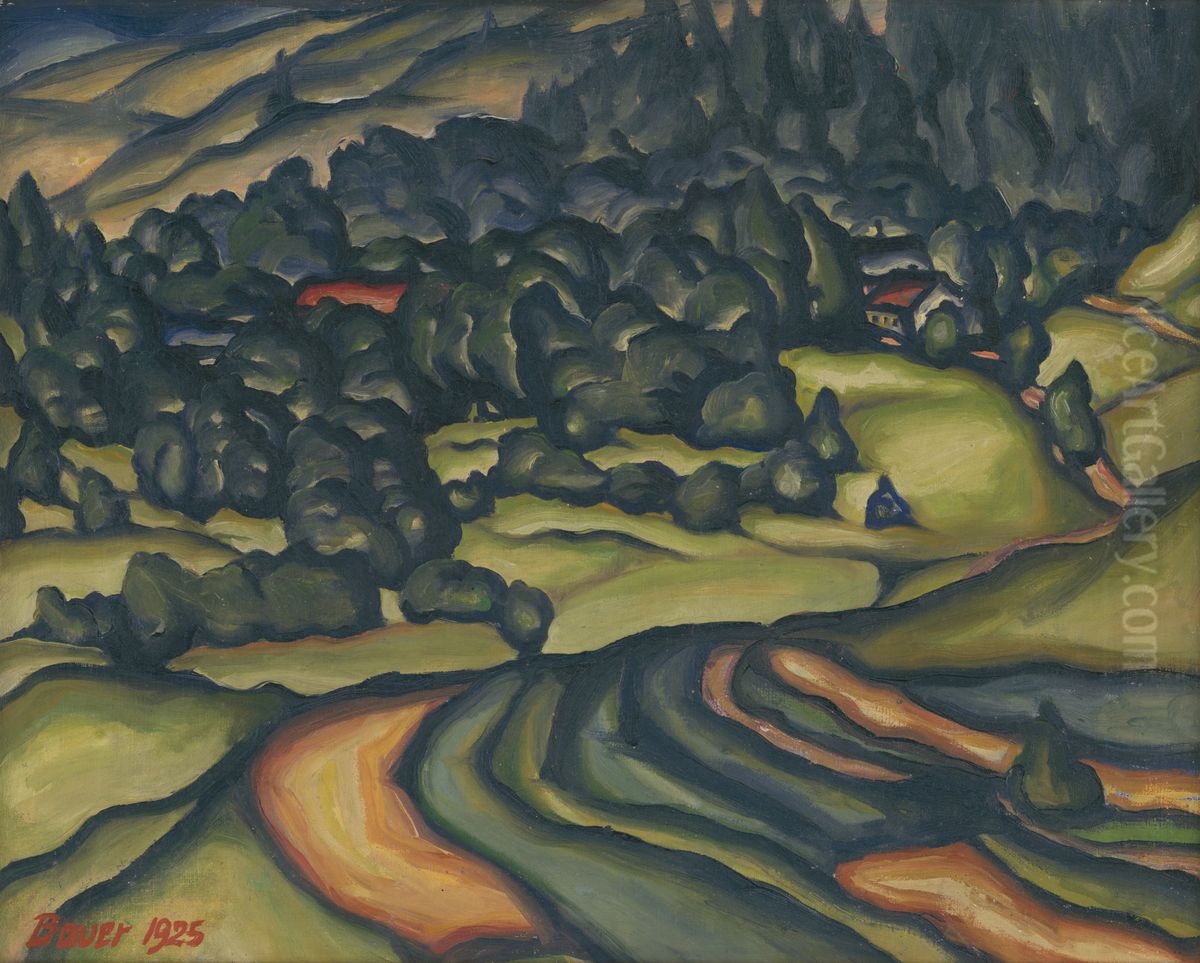 Krajina Oil Painting by Konstantin Bauer