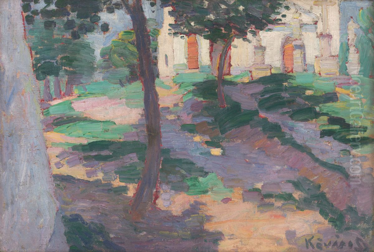 Pri kostole Oil Painting by Konstantin Kovari-Kacmarik