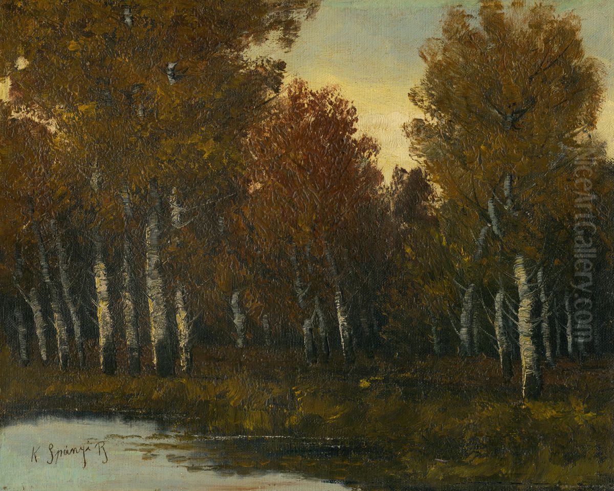 Okraj listnateho lesa Oil Painting by Bela Spanyi