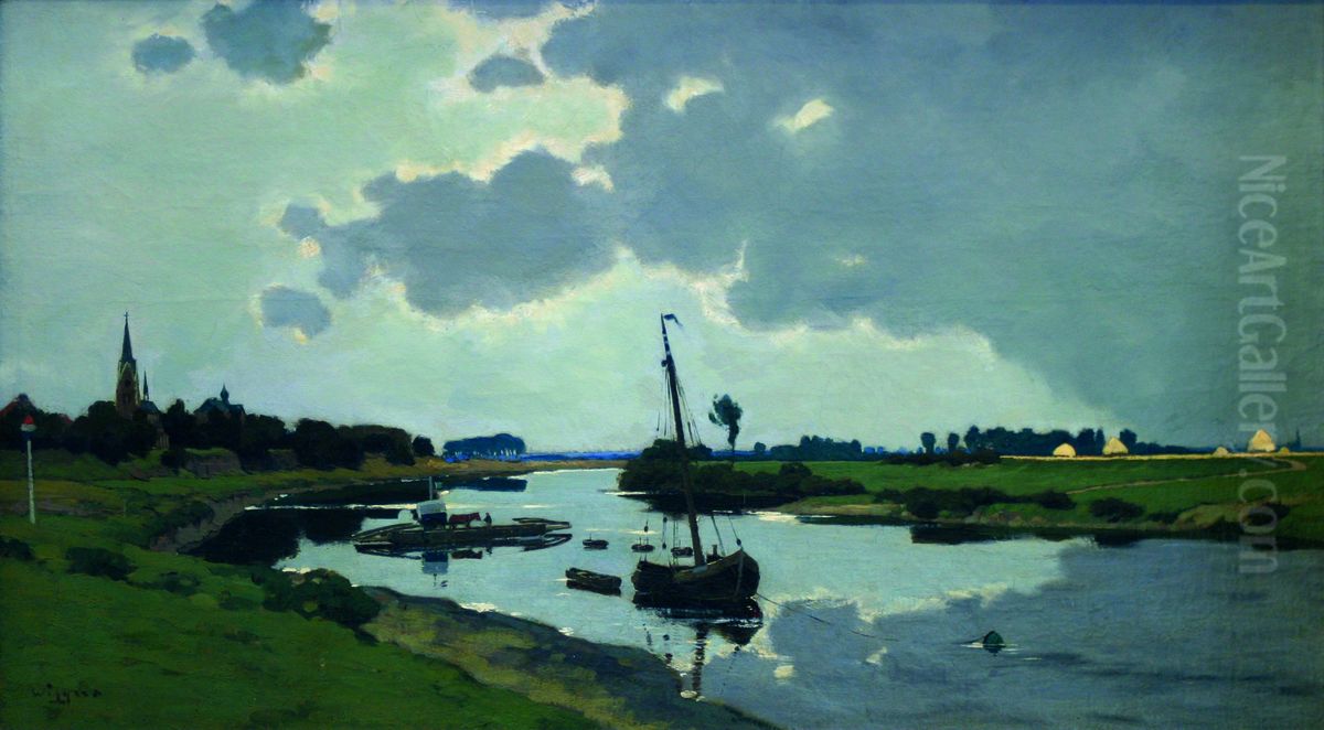 The Maas near Kessel Oil Painting by Derk Wiggers