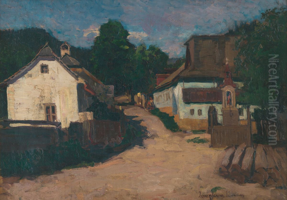 Na dedine Oil Painting by Tivadar Zemplenyi