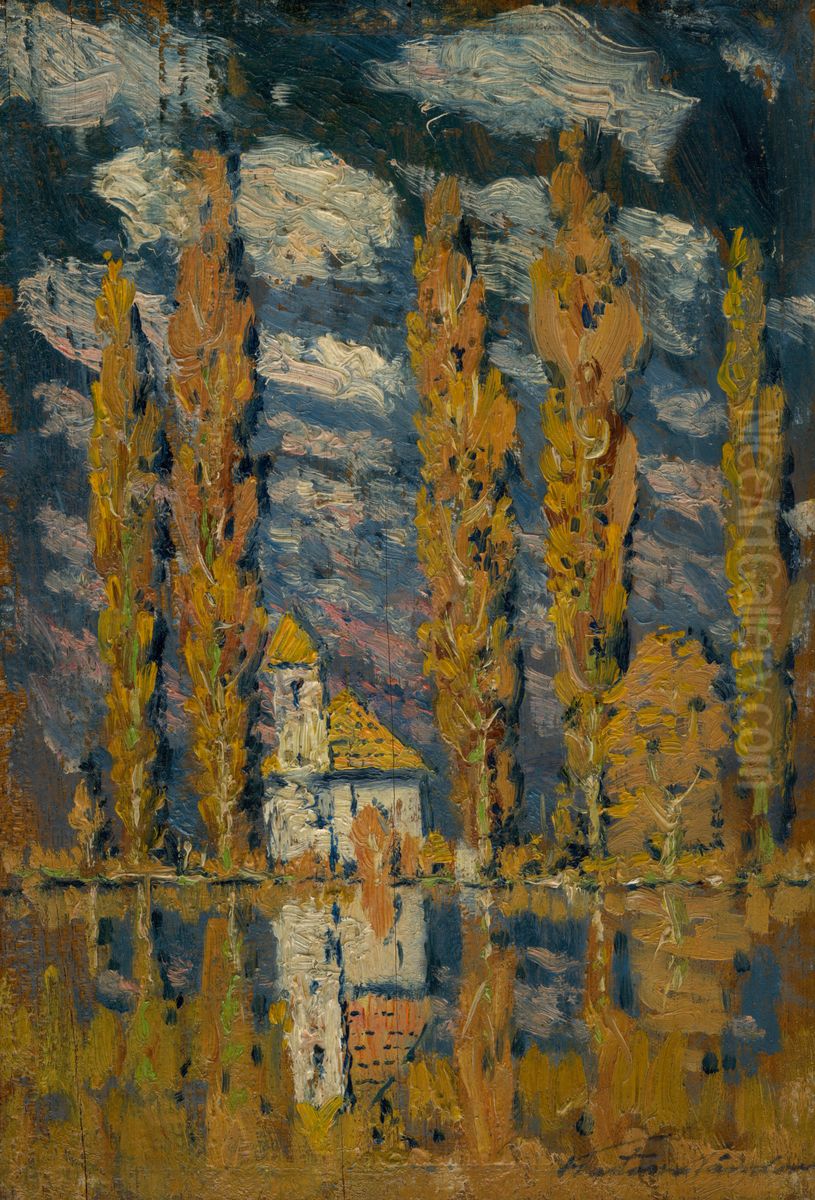 Topole pri vode Oil Painting by Nandor Katona
