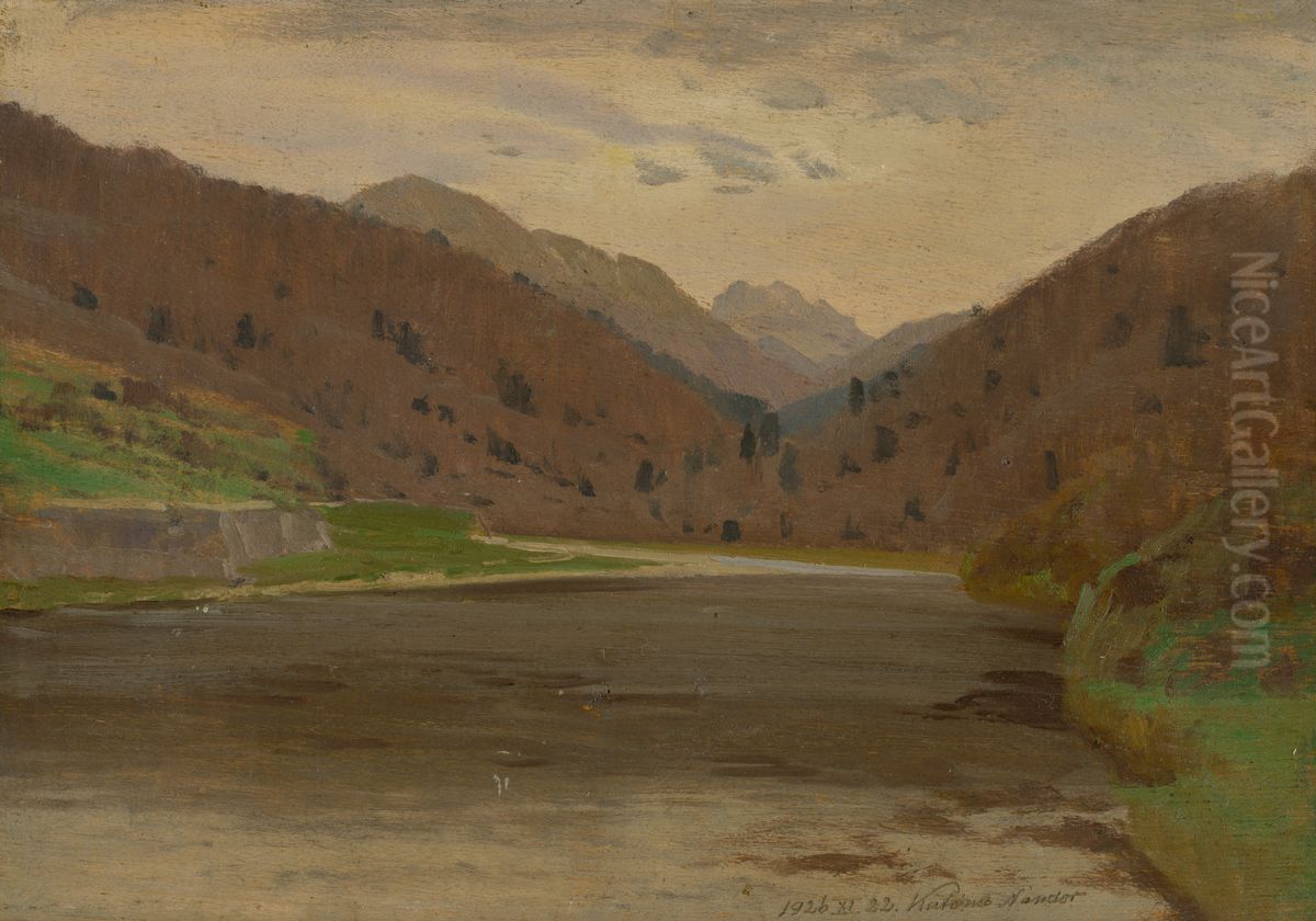 Horska krajina Oil Painting by Nandor Katona