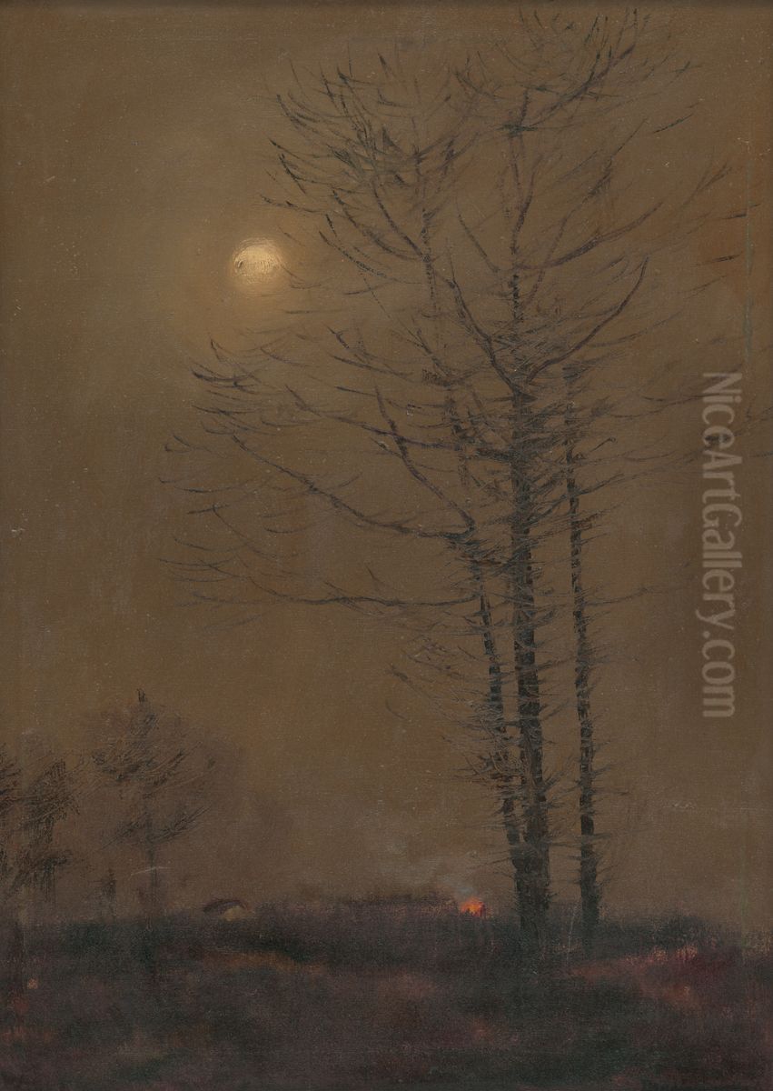 Vecerna krajina Oil Painting by Laszlo Mednyanszky