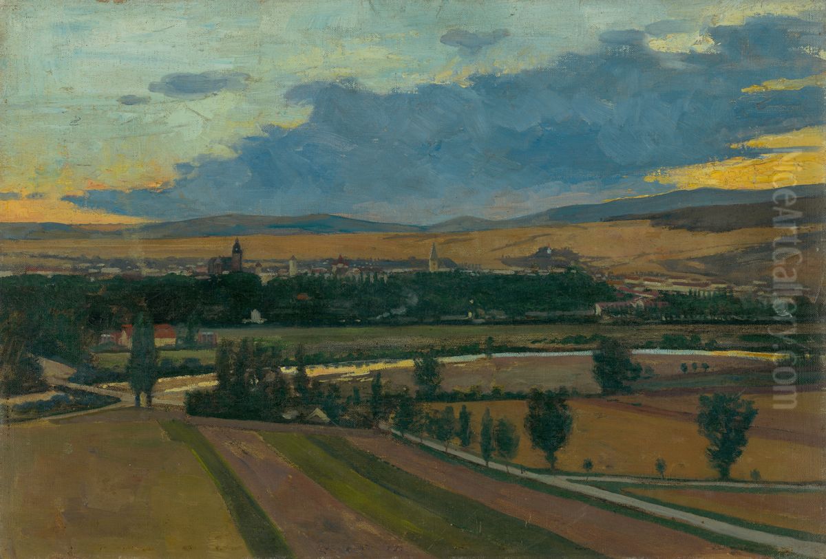 Pohlad na Kosice Oil Painting by Akos Aranyossy