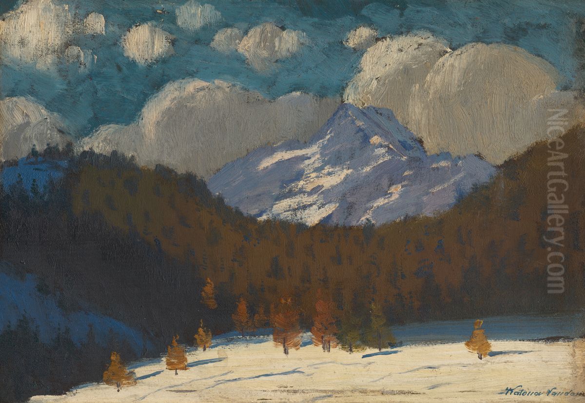 Vysoke Tatry v zime Oil Painting by Nandor Katona