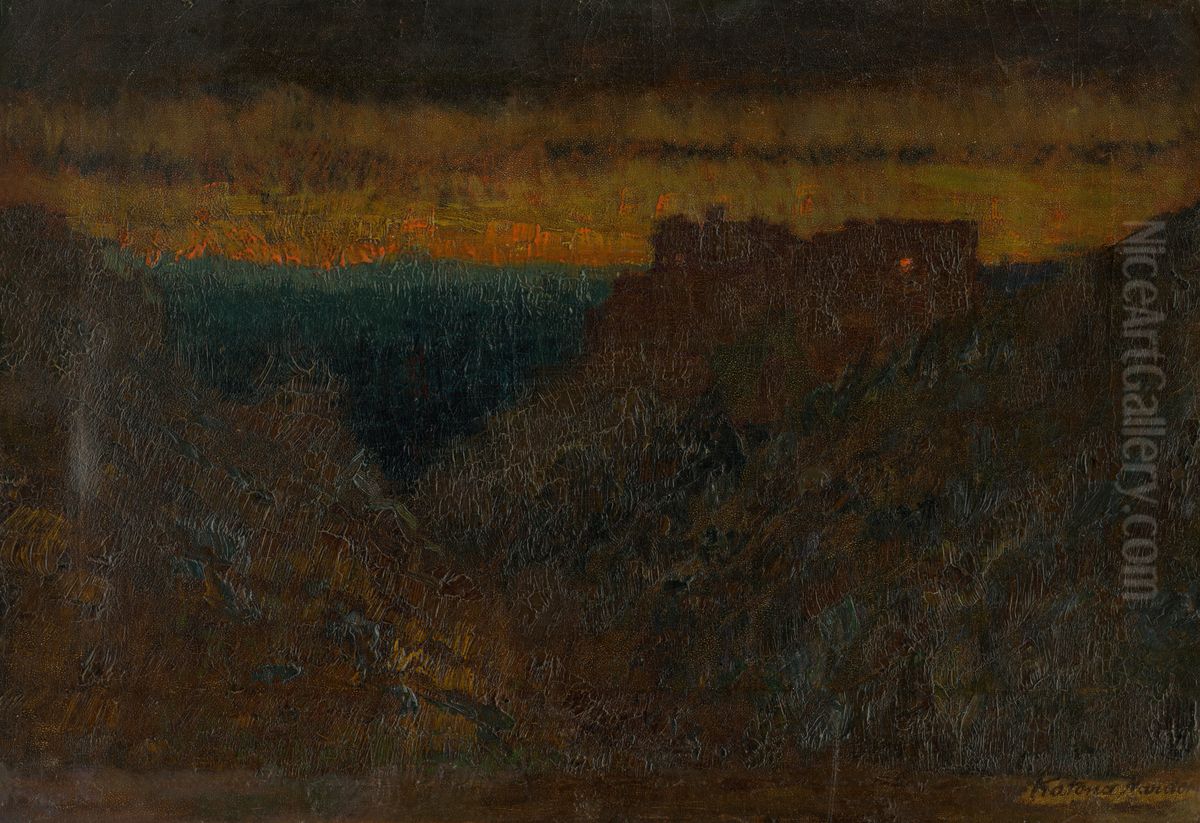 Nedecky hrad Oil Painting by Nandor Katona