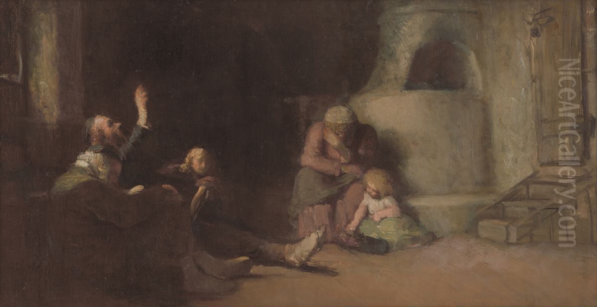 Figuralna kompozicia Oil Painting by Leopold Horovitz