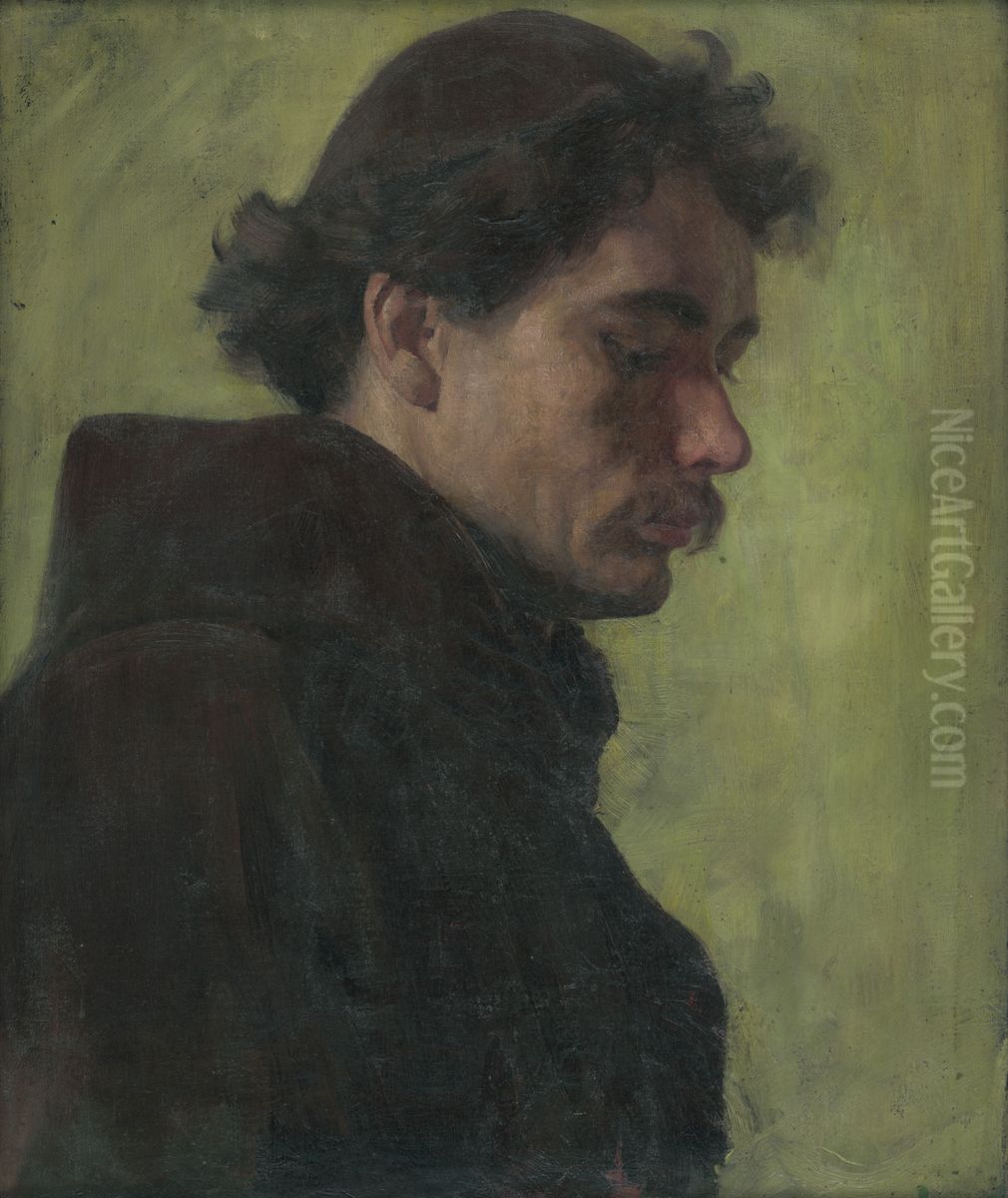 Podobizen mnicha Oil Painting by Jozef Hanula