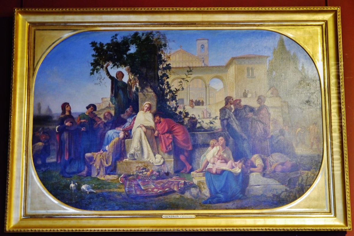 Le Jour du dimanche ; scene florentine du XVe siecle Oil Painting by Auguste Gendron