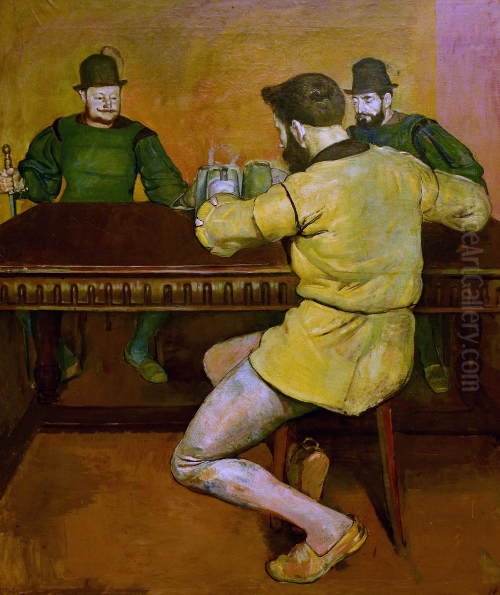 Les Buveurs Oil Painting by Ferdinand Hodler