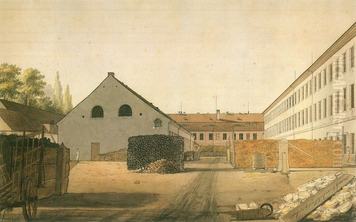 Yard of the Royal Porcellan manufacture in Berlin Oil Painting by Eduard Gaertner