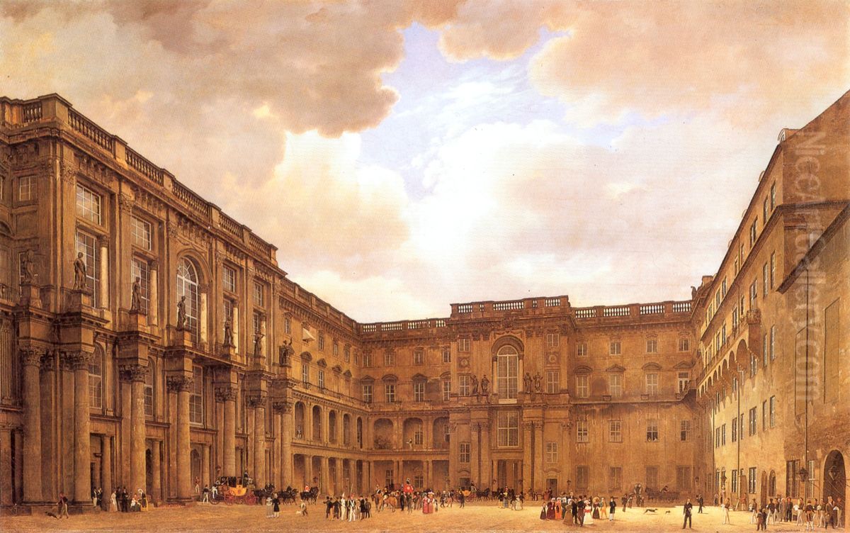 <<Dvor Slutera v Berlinskom dvorce>> Oil Painting by Eduard Gaertner