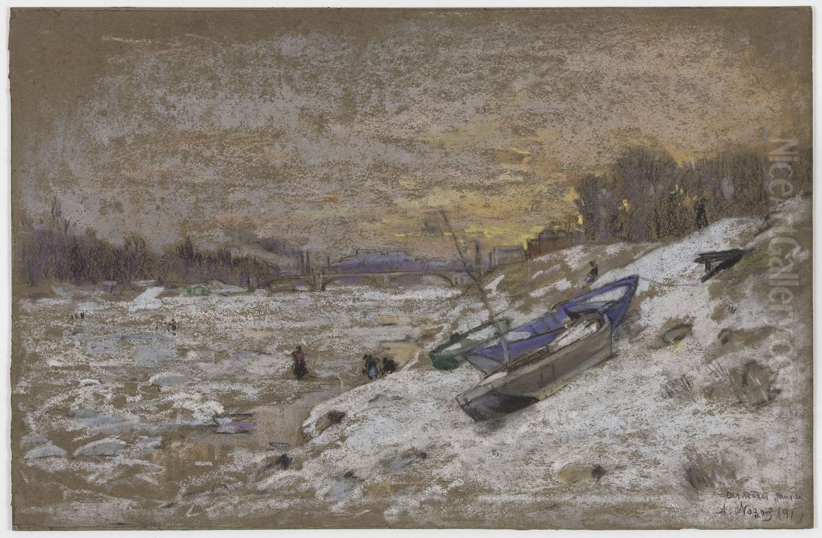 L'Embacle de la Seine entre Asnieres et Courbevoie Oil Painting by Alexandre Nozal