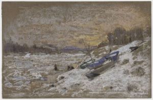 Der Eisstau der Seine zwischen Asnieres et Courbevoie