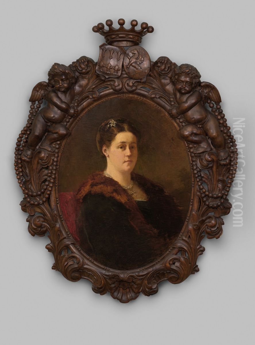 Portret van Alwina Agnes Clementia Bohlen Oil Painting by Christoffel Bisschop
