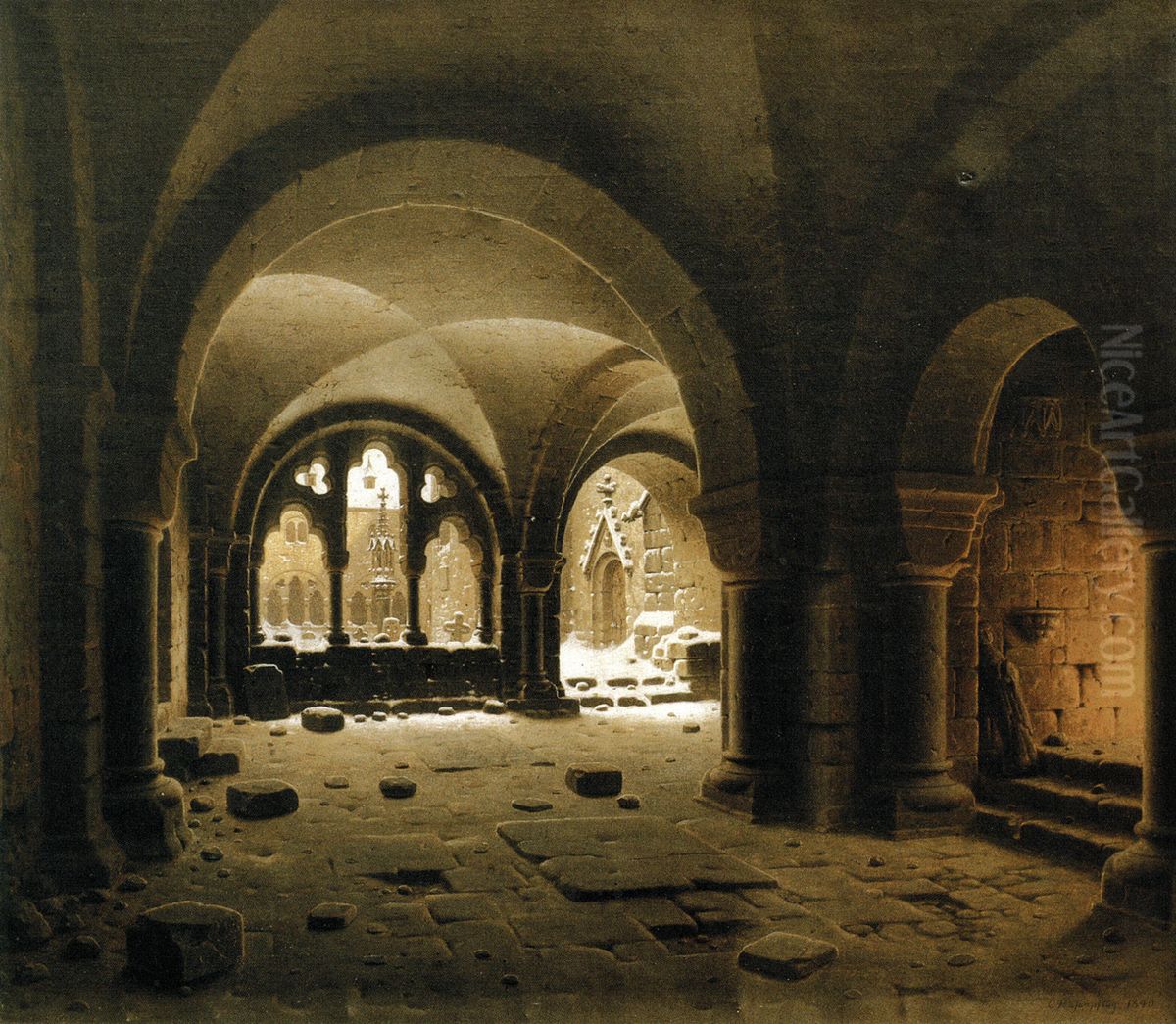 Klosterhalle im Schnee Oil Painting by Carl Hasenpflug