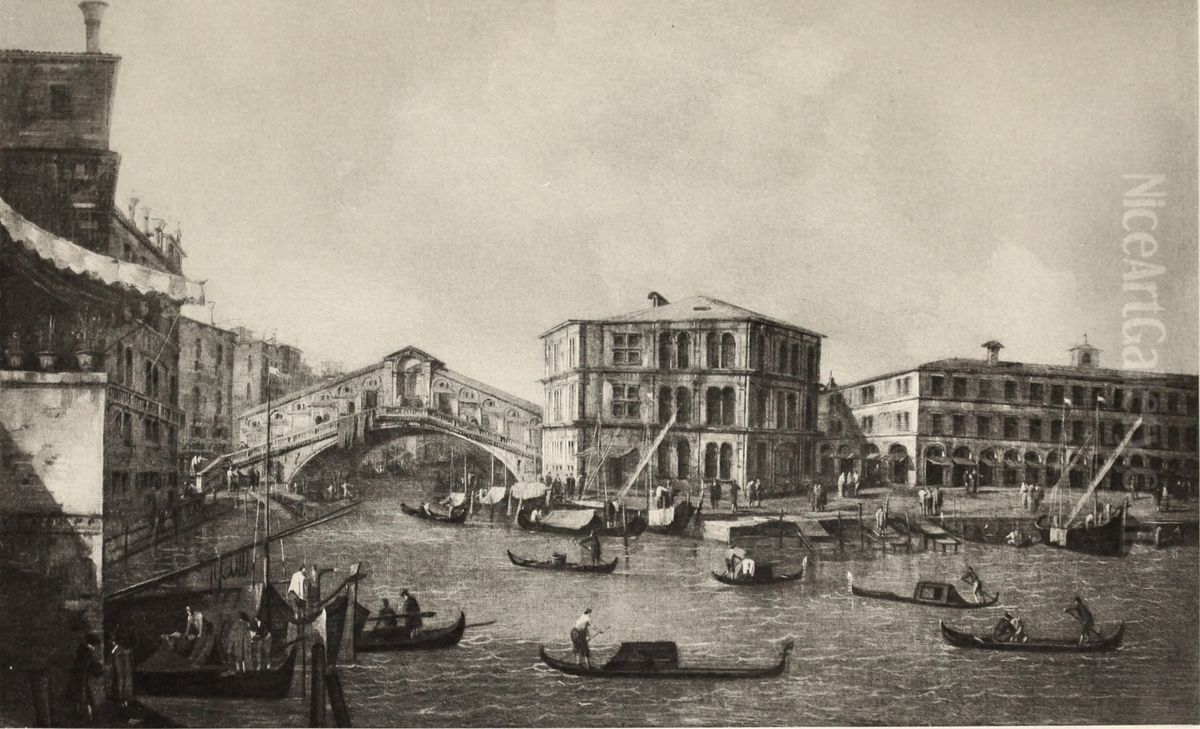 Canal Grande with Rialto Bridge Oil Painting by Francesco Guardi