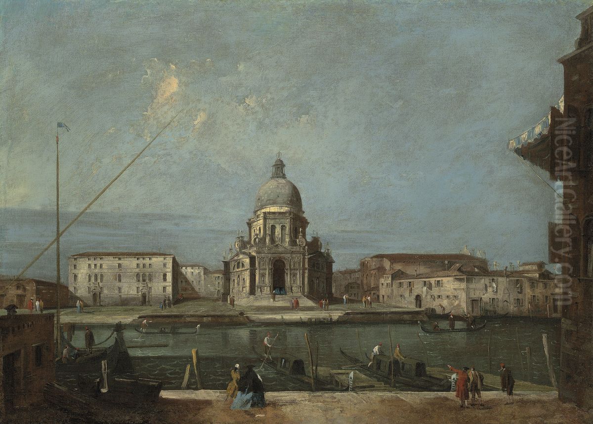 A view of the Grand Canal, Venice, with the church of Santa Maria della Salute Oil Painting by Francesco Guardi