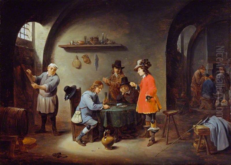 Gambling Scene at an Inn Oil Painting by David Teniers the Younger