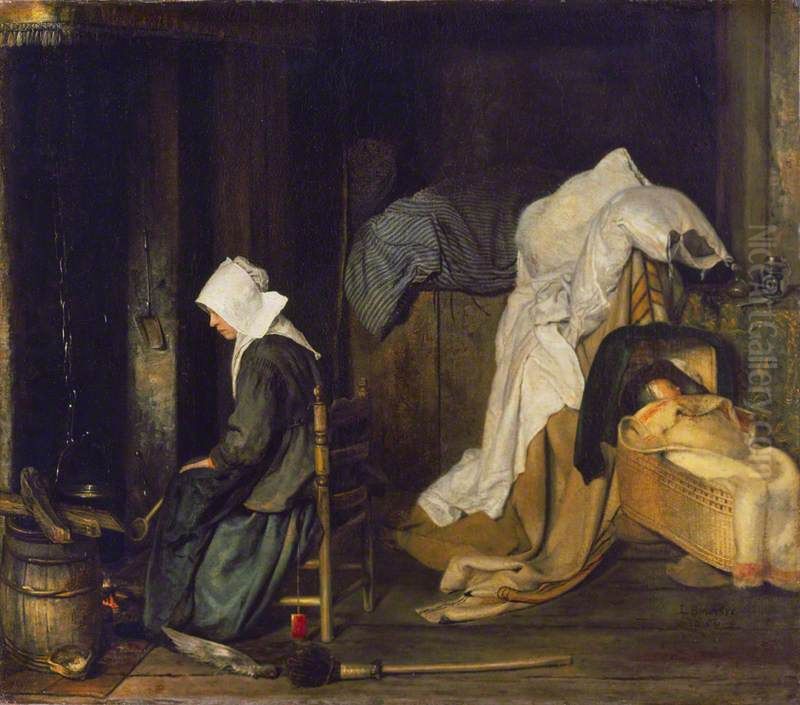 Interior with Woman Cooking Oil Painting by Esaias Boursse