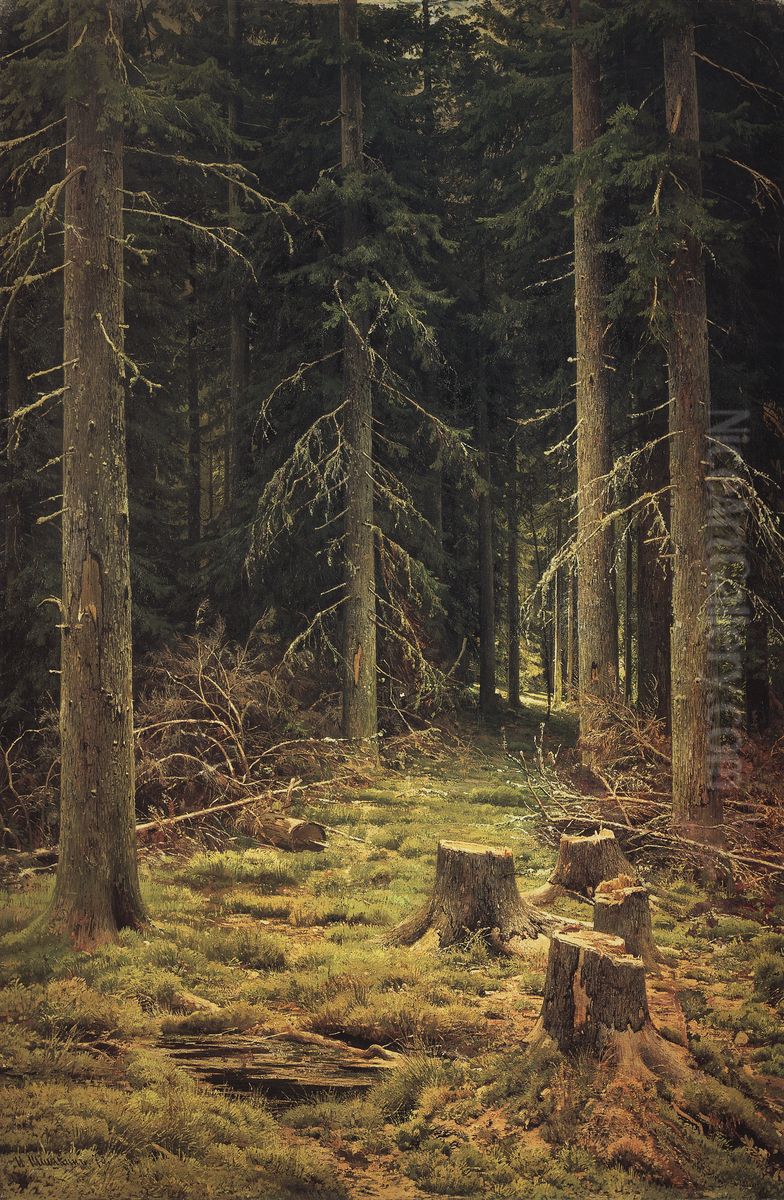 Coniferous forest Oil Painting by Ivan Shishkin