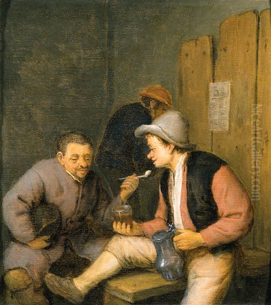 Boors smoking in a Tavern Oil Painting by Adriaen van Ostade