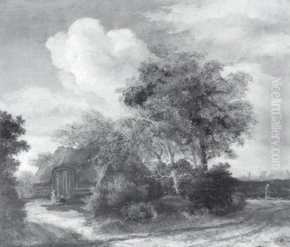 Hutte an einem Weg Oil Painting by Meindert Hobbema