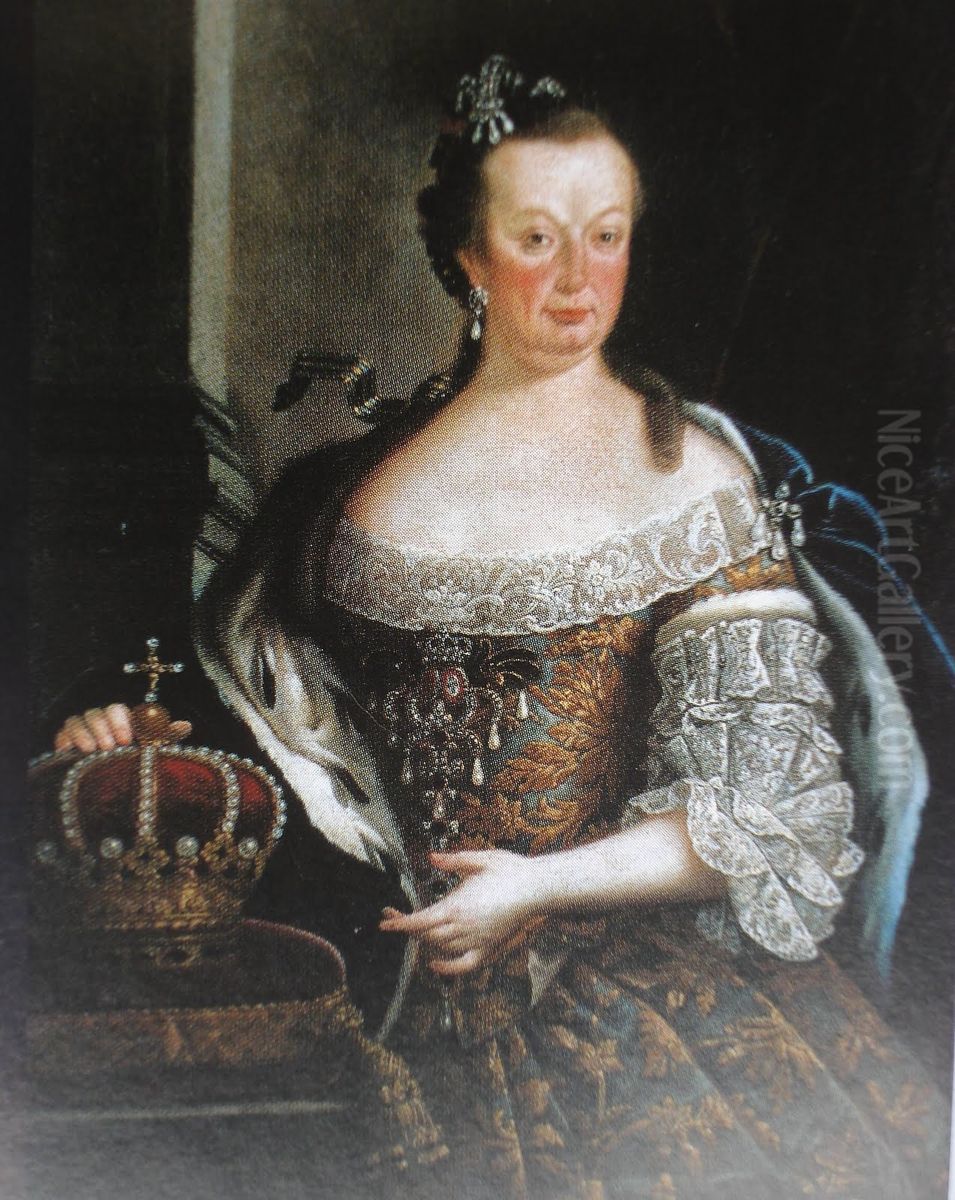 Portrait ofMariana Victoria of Spainwhile Queen of Portugal Oil Painting by Miguel Antonio do Amaral