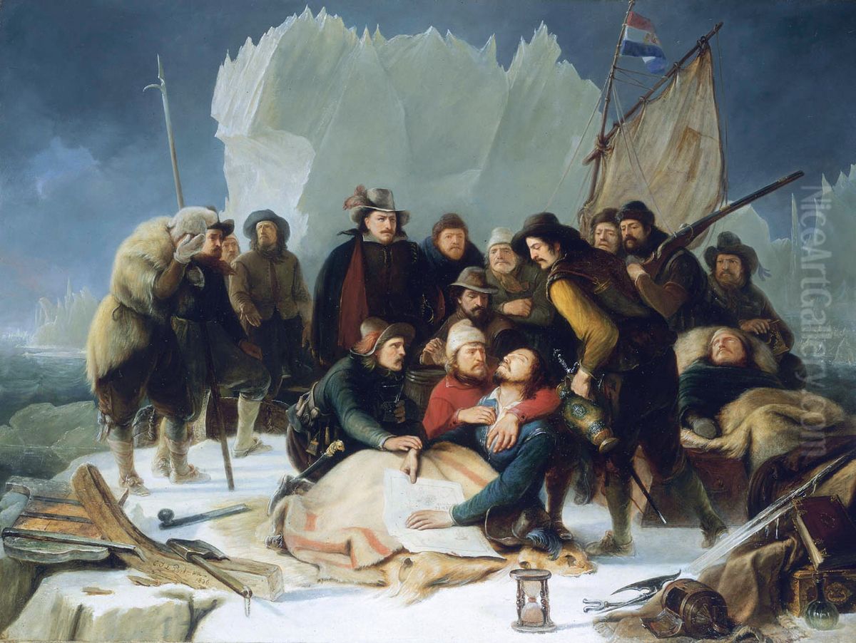 Death of Wiliam Barents Oil Painting by Christiaan Julius Lodewijk Portman