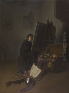Self-Portrait (?) at an Easel