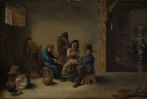 Fighting and smoking farmers in a tavern