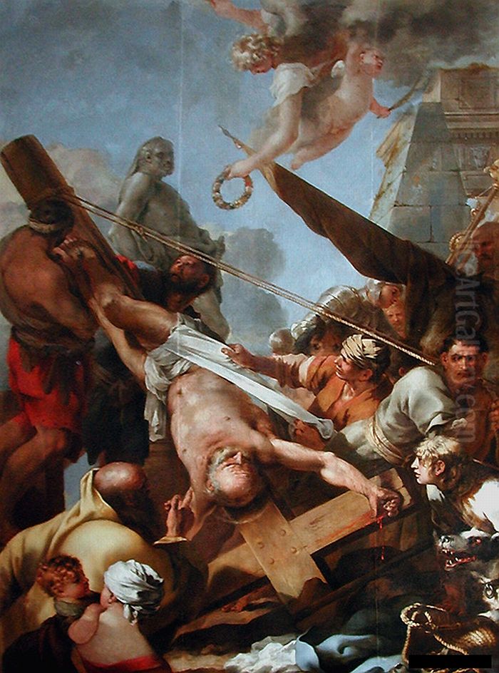 Le crucifiement de Saint Pierre Oil Painting by Sebastien Bourdon