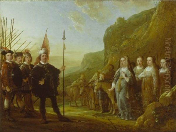23). Portrait of the family of Lowijs Jacobsz. Molenschot and his wife Janneken Jansdr. Rokus Oil Painting by Aelbert Cuyp