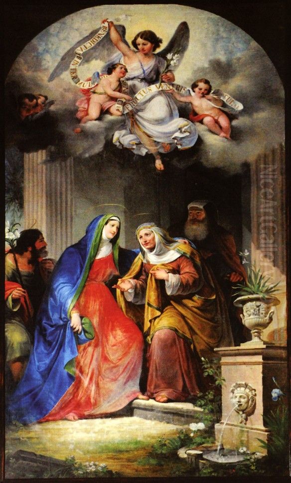 Visitation Oil Painting by Antonio Manuel Da Fonseca