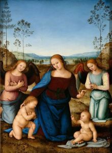 Vierge a l'Enfant, saint Jean et deux anges