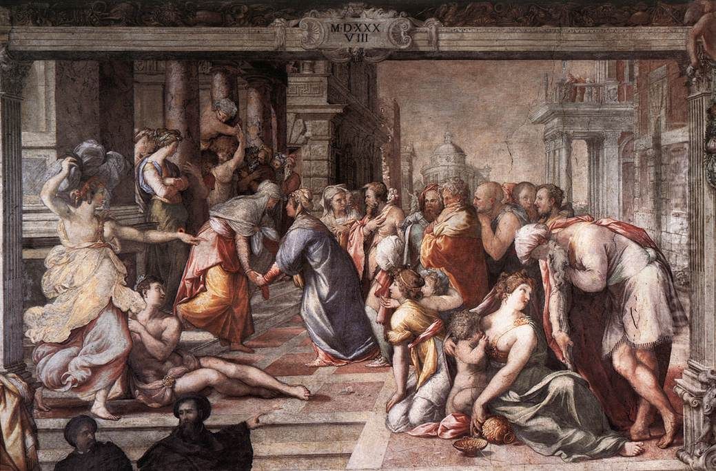 The Visitation Oil Painting by Francesco Salviati