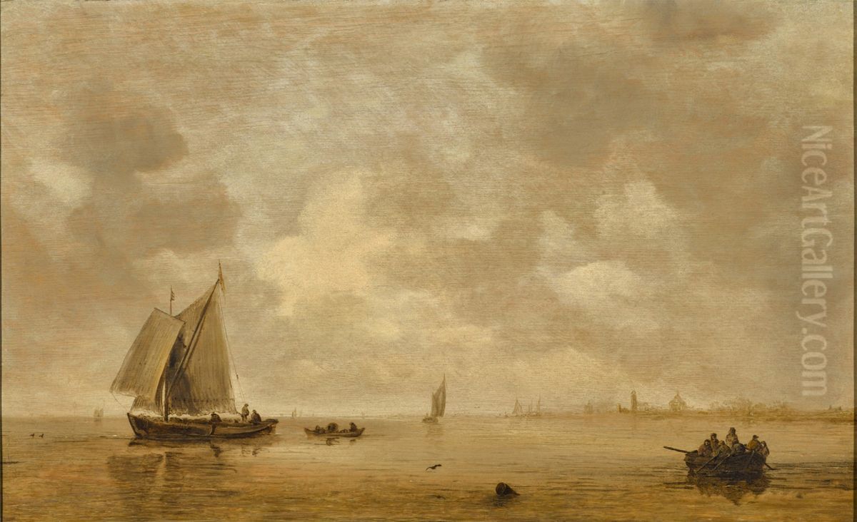 Calm Sea Oil Painting by Jan van Goyen