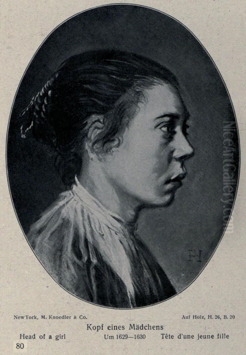 Portrait of a girl, profile to the right Oil Painting by Frans Hals