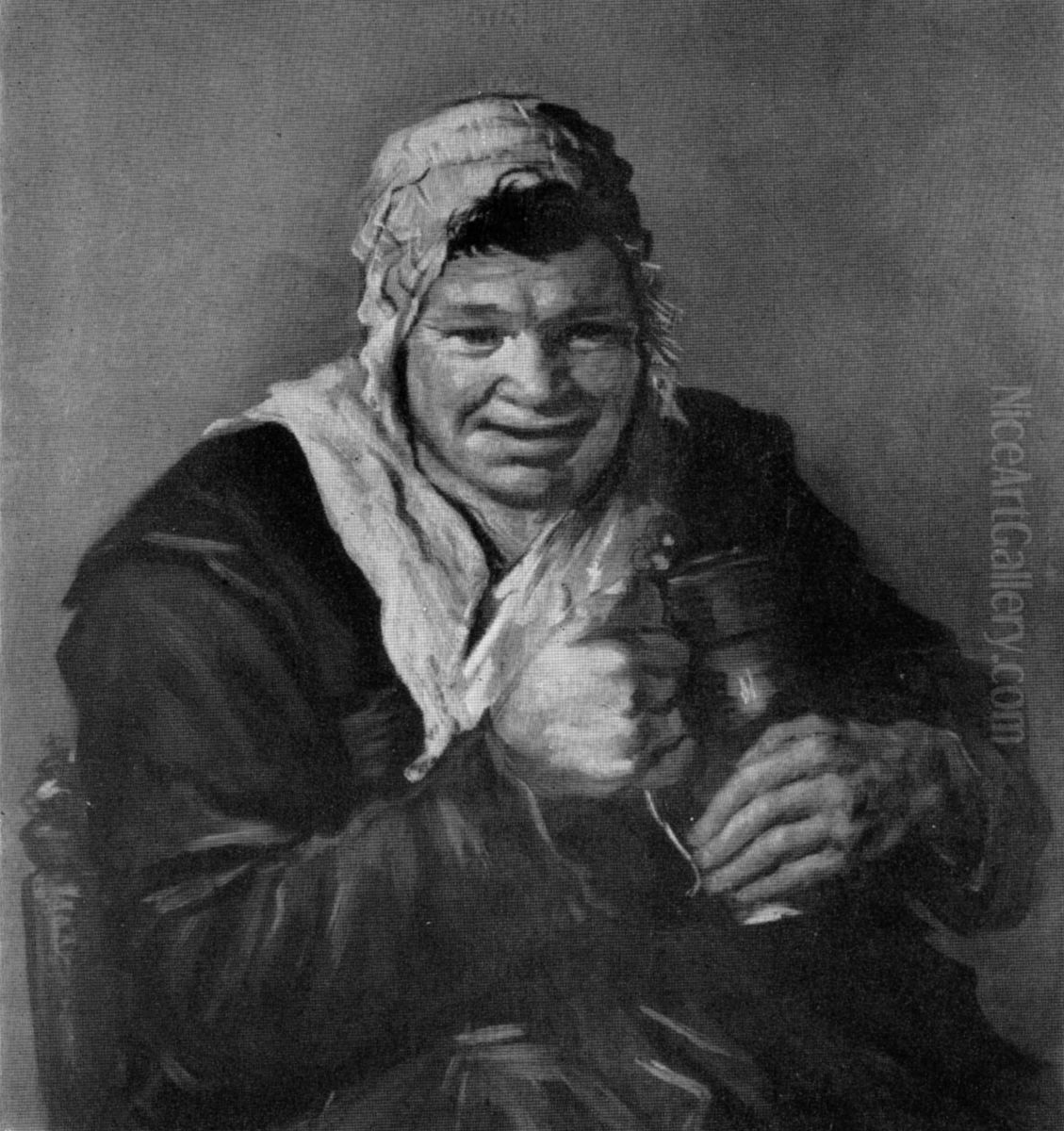 Seated Woman holding a jug Oil Painting by unknown